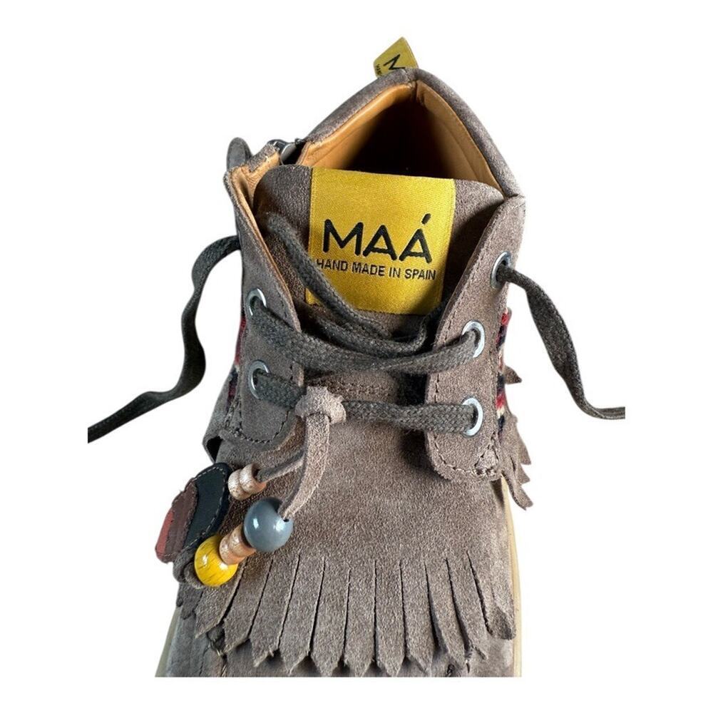 MAÁ Kids Suede Moccasin Sneakers Fringe Beaded Leather Shoes Size 36 / US 4–4.5 - Picture 10 of 14
